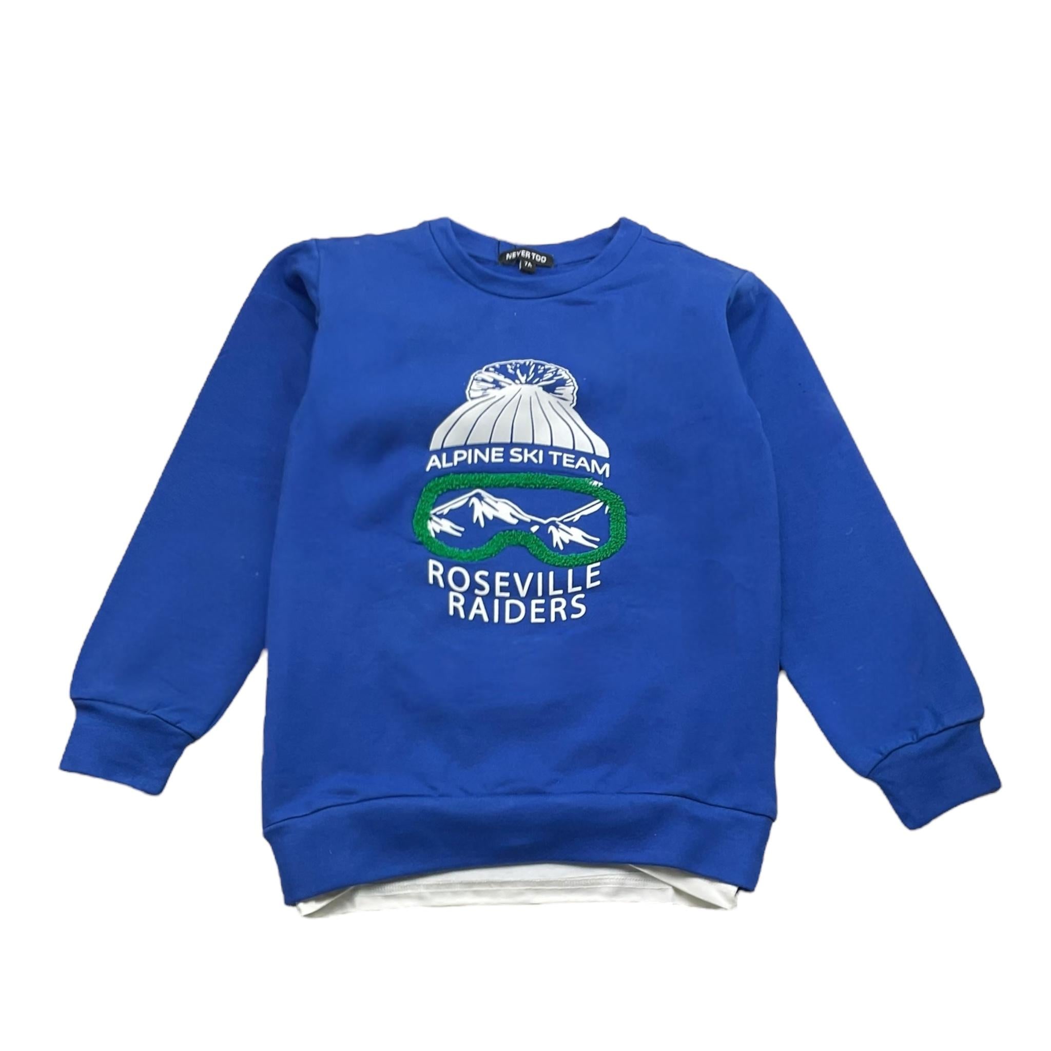 NEVER TOO felpa girocollo tinta unita con stampa Cobalto per Bambino NT2172B COBALTO NEVER TOO 