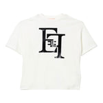 Elisabetta Franchi T-Shirt Girocollo Tinta Unita con Logo per Bambina EFTS217 BIANCO ELISABETTA FRANCHI 