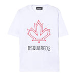Dsquared2 T-Shirt Girocollo Tinta Unita con Stampa per Bambino DQ2770 BIANCO DSQUARED2 