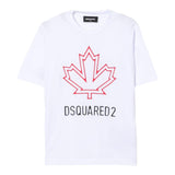 Dsquared2 T-Shirt Girocollo Tinta Unita con Stampa per Bambino DQ2770 BIANCO DSQUARED2 