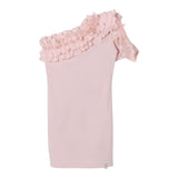 Patrizia Pepe One Shoulder Dress Solid Color With Pink Ruffles For Girls