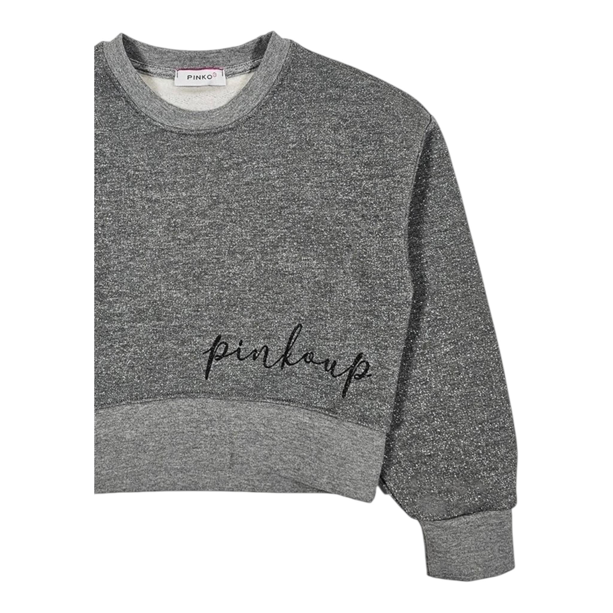 PINKO felpa girocollo tinta unita con stampa Grigio per Bambina F4PIJGSW161 GRIGIO PINKO 