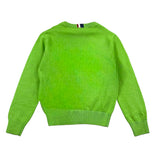 US Pollo Assn Solid Color Crewneck Sweater With Green Logo For Boys