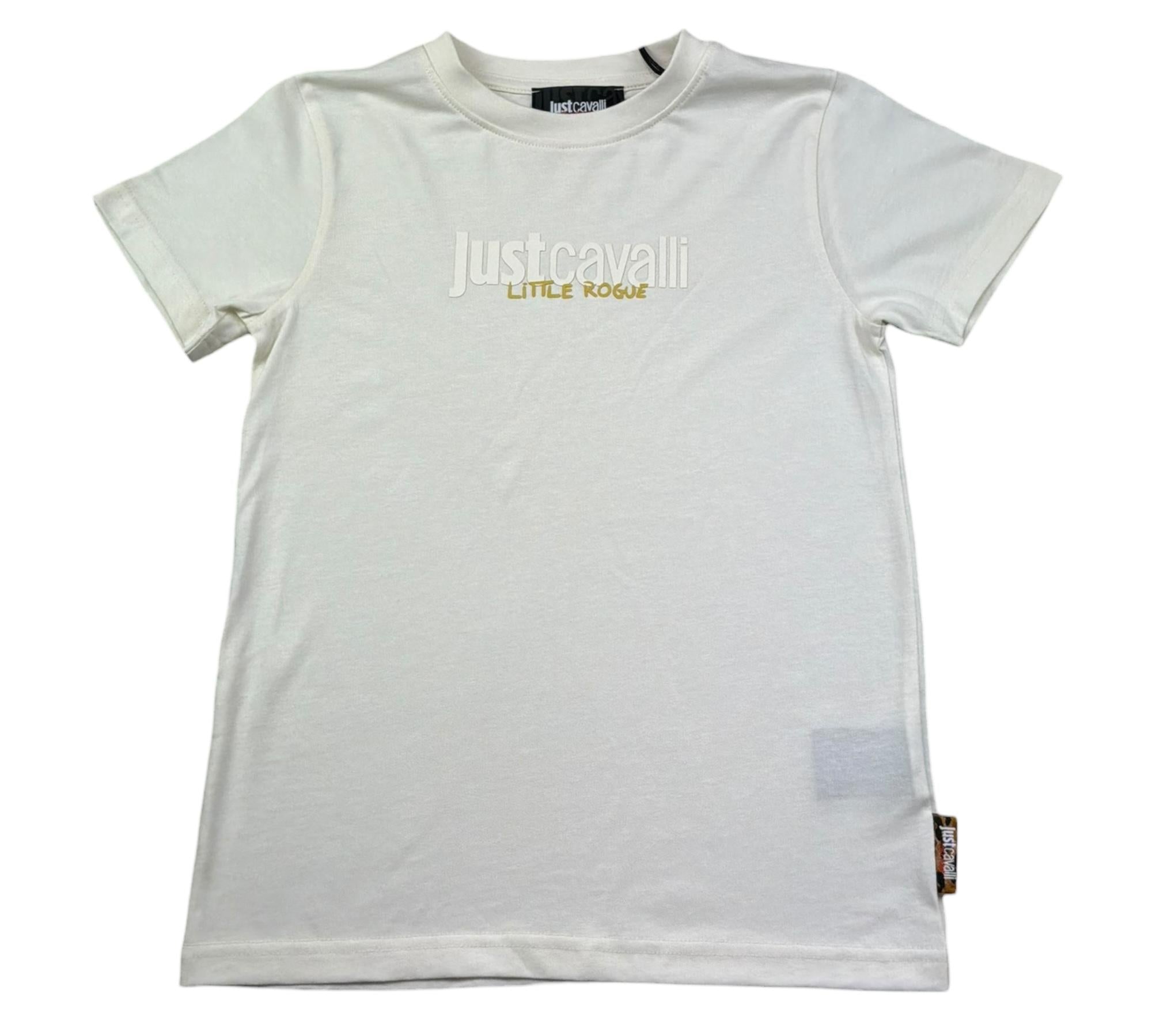 Just Cavalli T-Shirt Girocollo Tinta Unita con Stampe per Bambino JBP26161TS BIANCO JUST CAVALLI 