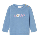 NAME IT maglia girocollo tinta unita con ricami Azzurro per Neonata 13231269 AZZURRO NAME IT 
