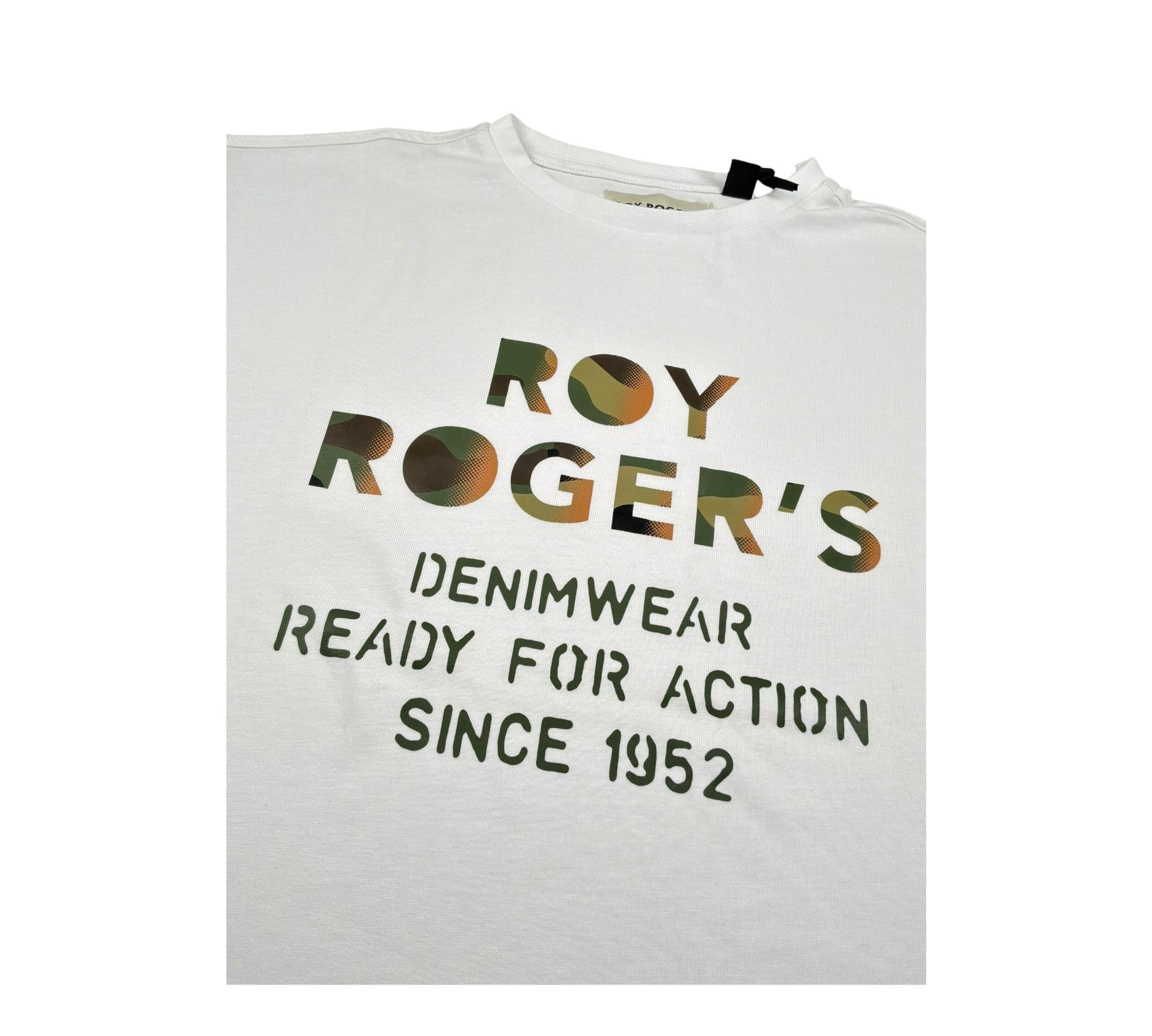 Roy Roger'S T-Shirt Girocollo Tinta Unita con Stampa per Bambino RB135 BIANCO ROY ROGER'S 