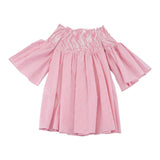 Twinset White/Pink Striped Half Sleeve Dress For Girls