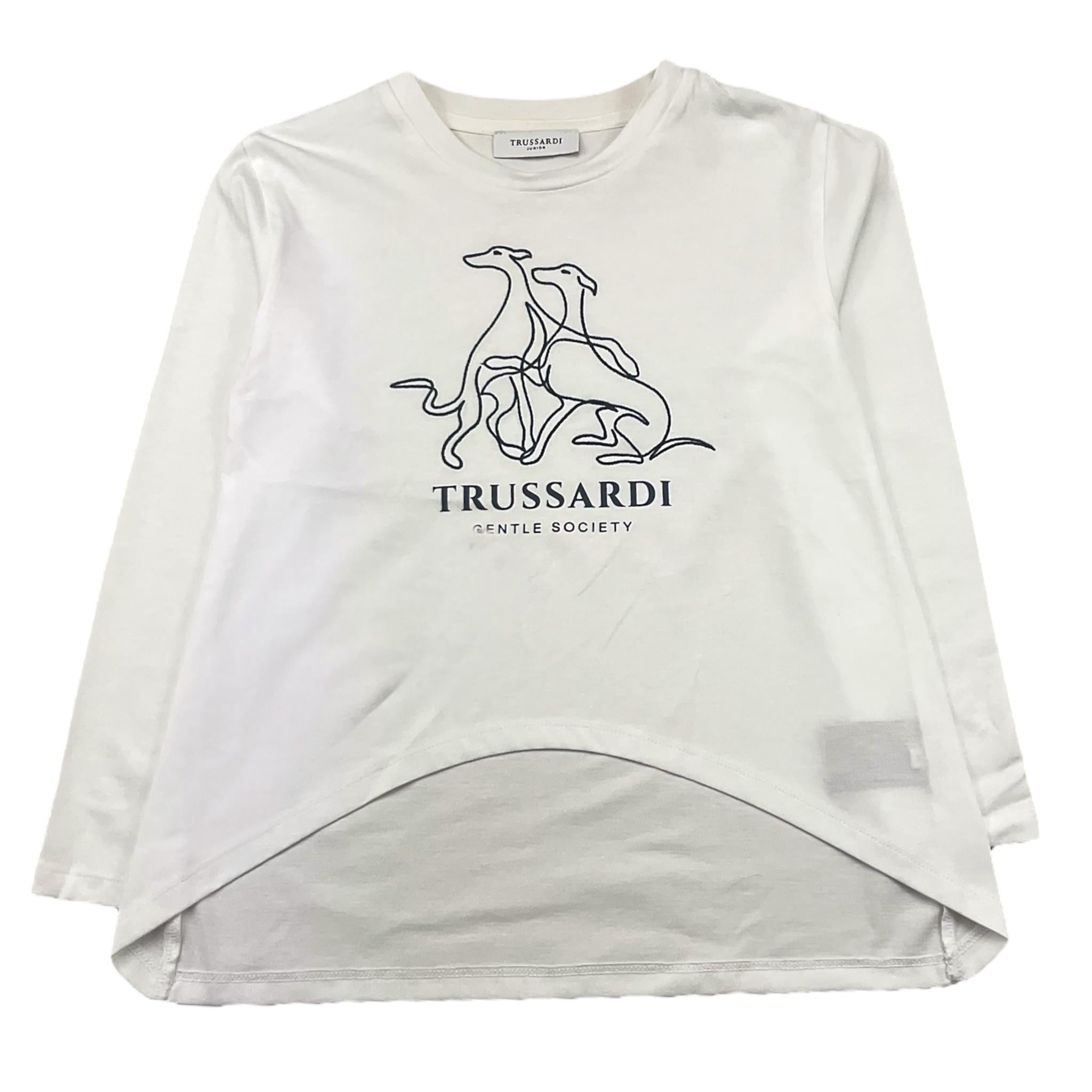 TRUSSARDI shirt girocollo tinta unita con stampa in contrasto Bianco per Bambina TGA25040TS BIANCO TRUSSARDI 