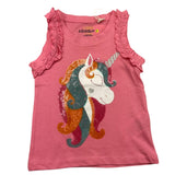 Losan Solid Color Round Neck Tank Top with Pink Sequins for Baby Girls