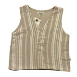 Petit Indi Solid Color Vest With Buttons And Beige Striped Pattern For Boys