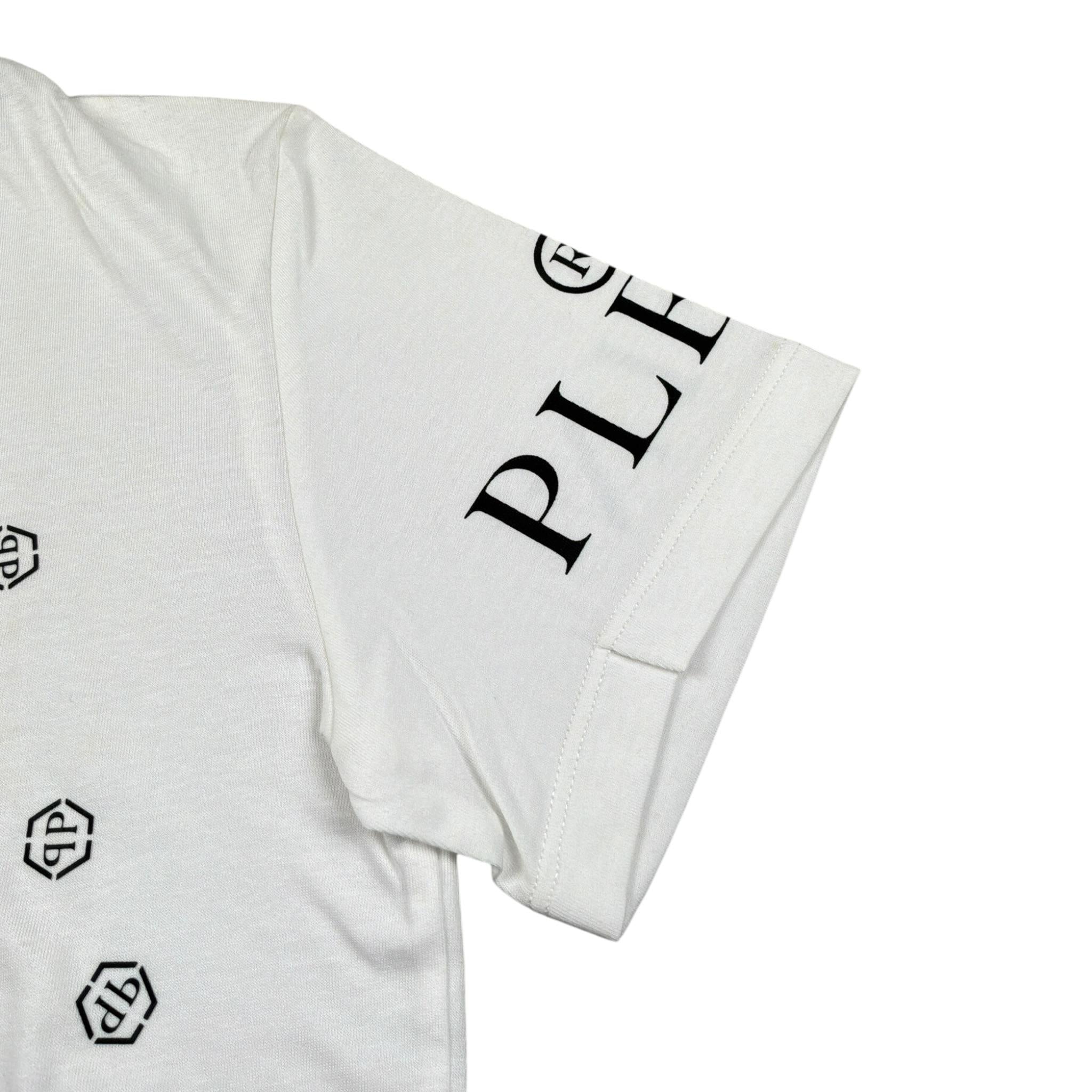 Philipp Plein T-Shirt Girocollo tinta unita con Stampe Bianco per Bambino 2PM007 BIANCO PHILIPP PLEIN 