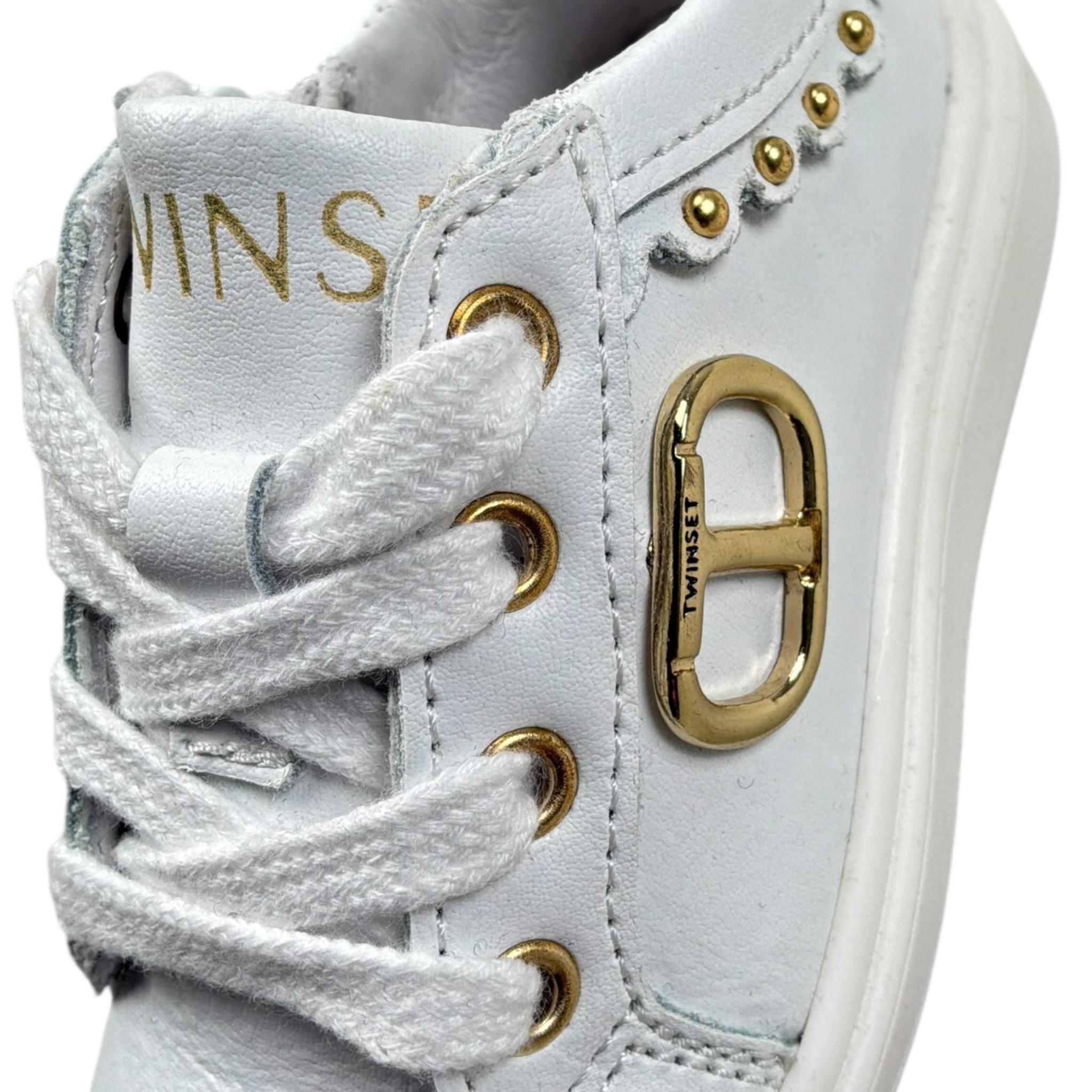 Twinset Sneakers Tinta Unita con Applicazioni E Zip per Bambina 251GCB014J BIANCO TWINSET 