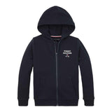 TOMMY HILFIGER felpa con zip e cappuccio tinta unita con logo Blu per Bambino KB0KB08710 BLU TOMMY HILFIGER 