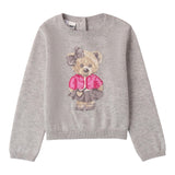 I DO maglia girocollo tinta unita cn ricamo orso Grigio per Neonata 4A554 GRIGIO I DO 