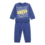 GUESS completo 2 pezzi felpa-pantalone tinta unita Blu per Neonato N4YG14KA6R0 BLU GUESS 