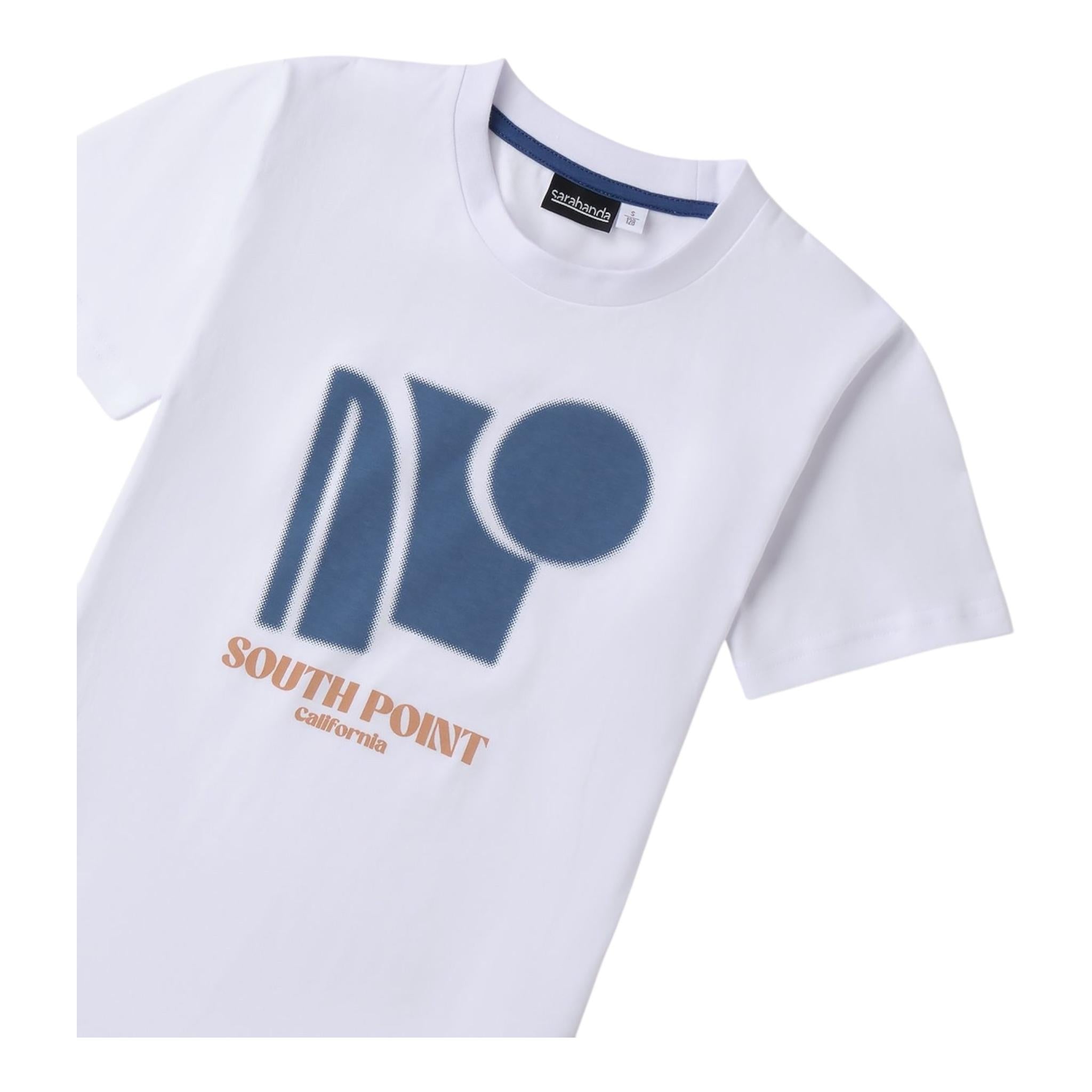 Sarabanda T-Shirt Girocollo Tinta Unita con Stampa per Bambino 0B744 BIANCO SARABANDA 