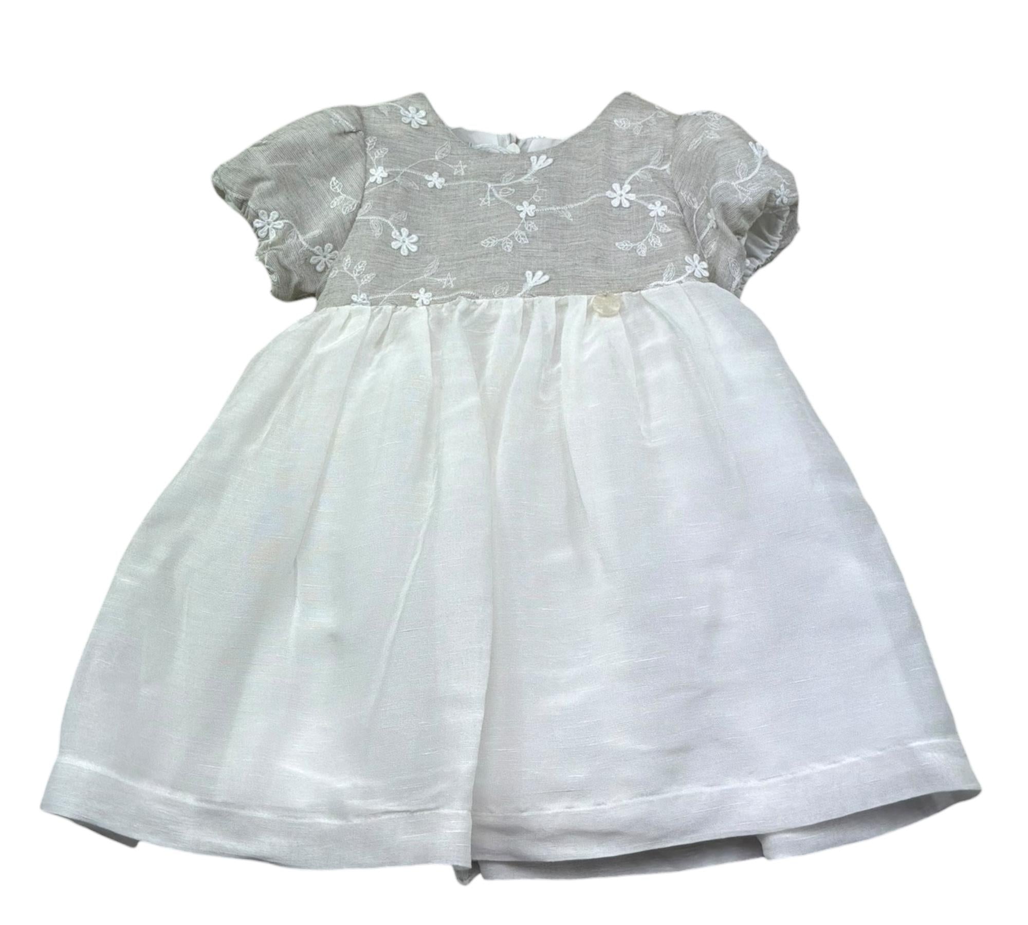 Le Bebe Abito Mezza Manica Ceriomiale con Ricami per Neonata LBG6374 BIANCO LE BEBE 