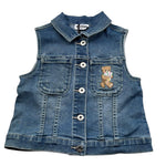 Moschino Giubbino Smanicato In Denim Tinta Unita per Bambina HDN002 BLU MOSCHINO 