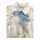 M+E' Plain Half Sleeve Shirt with Contrast Bow White for Baby Girls
