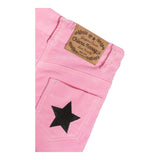 Chiara Ferragni Solid Color Pants With Adjustable Waist In Pink Suede For Baby Girl