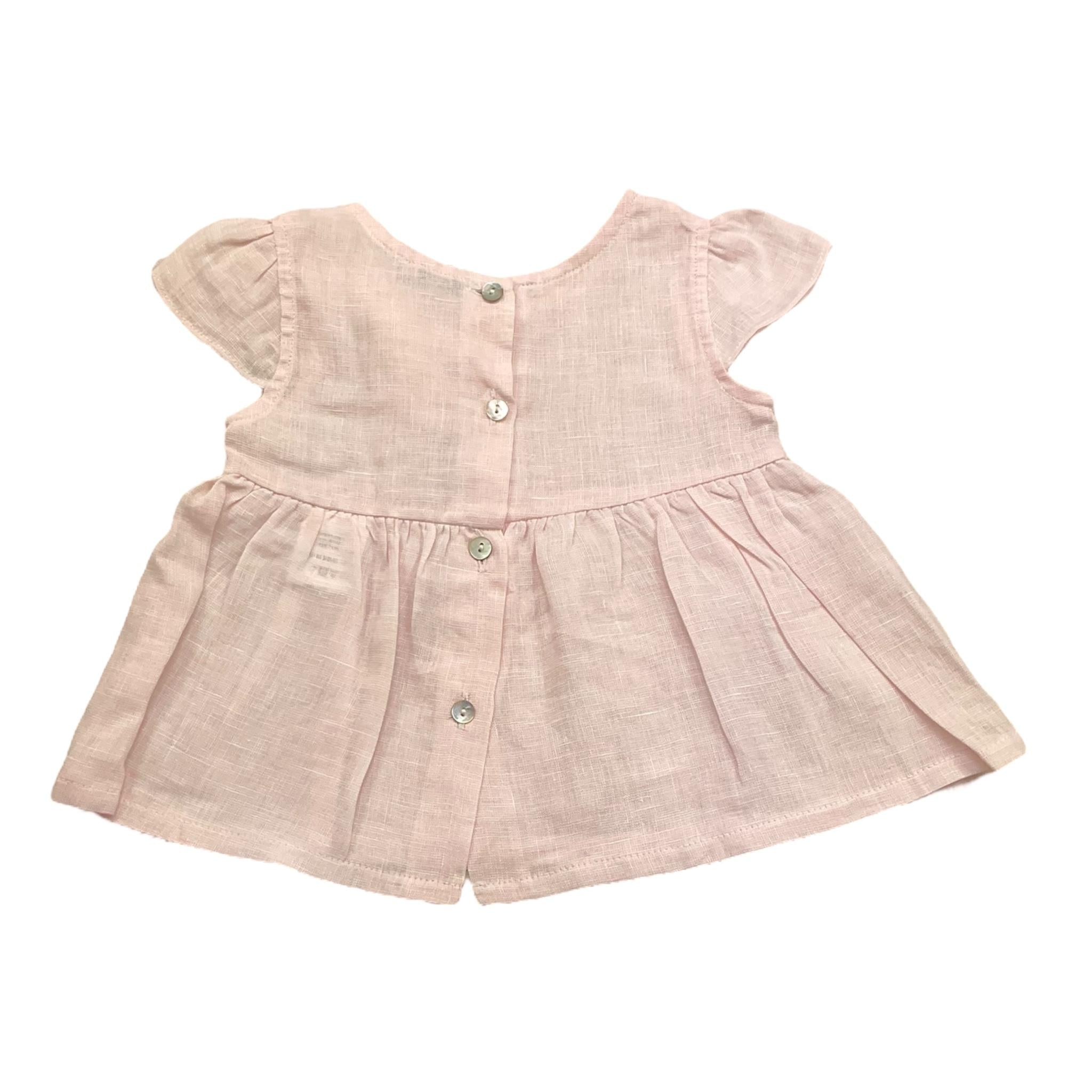 J.O. Milano Camicia Tinta Unita Mezza Manica con Fiocco per Neonata 176D2 ROSA J.O. MILANO 