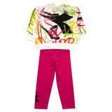 Diadora 2 Piece Set Sweatshirt-Leggings White/Fuchsia For Baby Girl