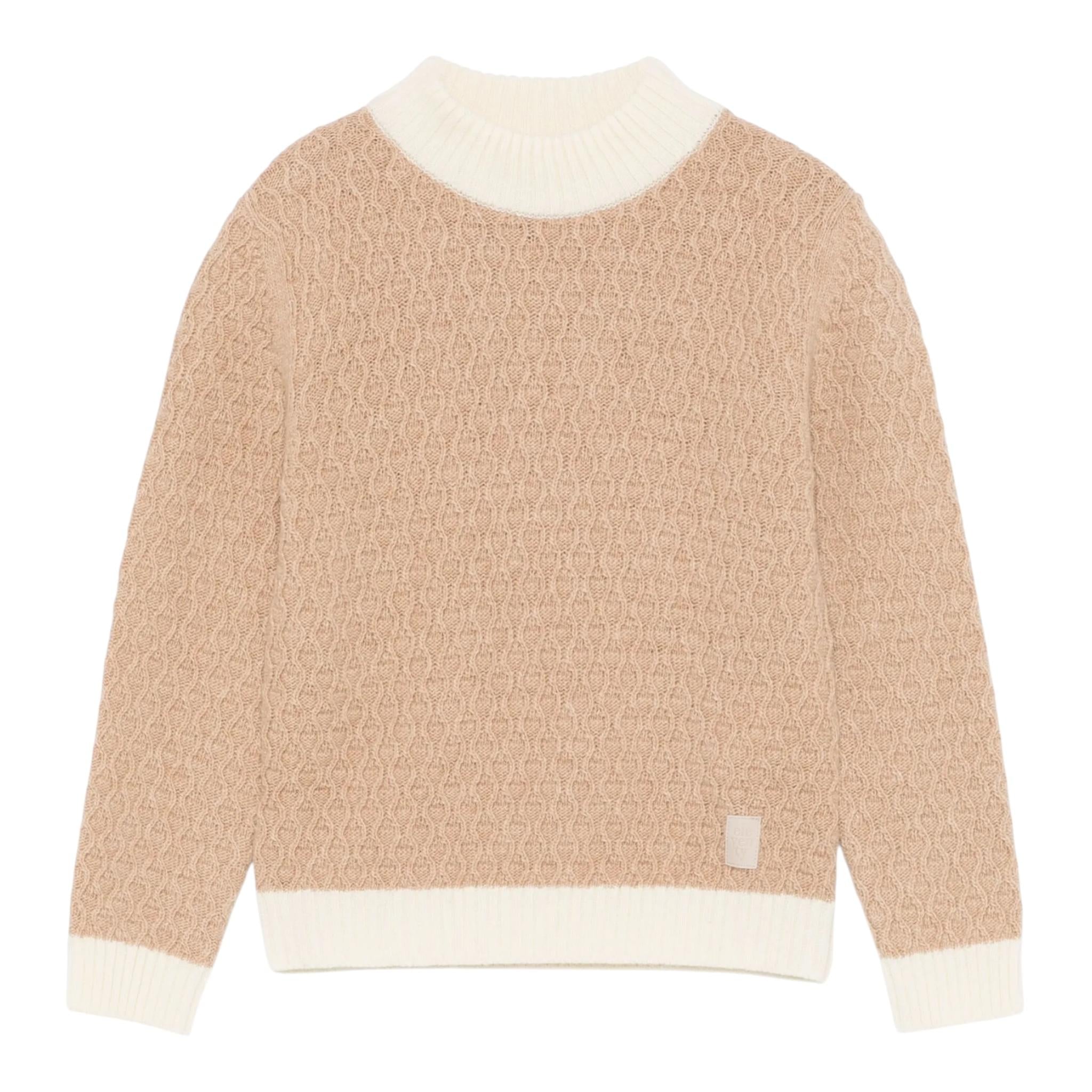 ELEVENTY maglia mezzo collo tinta unita con profili in contrasto Beige per Bambina EV9P10X BEIGE ELEVENTY 
