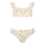 Mefui Costume 2 Pezzi Fascia-Slip Tinta Unita con Fantasia per Bambina MJ250201X08 PANNA MEFUI 