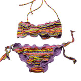 Mefui Bikini Model Costume Solid Color With Multicolor Bandeau-Brief Pattern For Girls