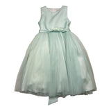 Bella Brilli Solid Color Sleeveless Formal Dress With Aqua Green Tulle For Girls