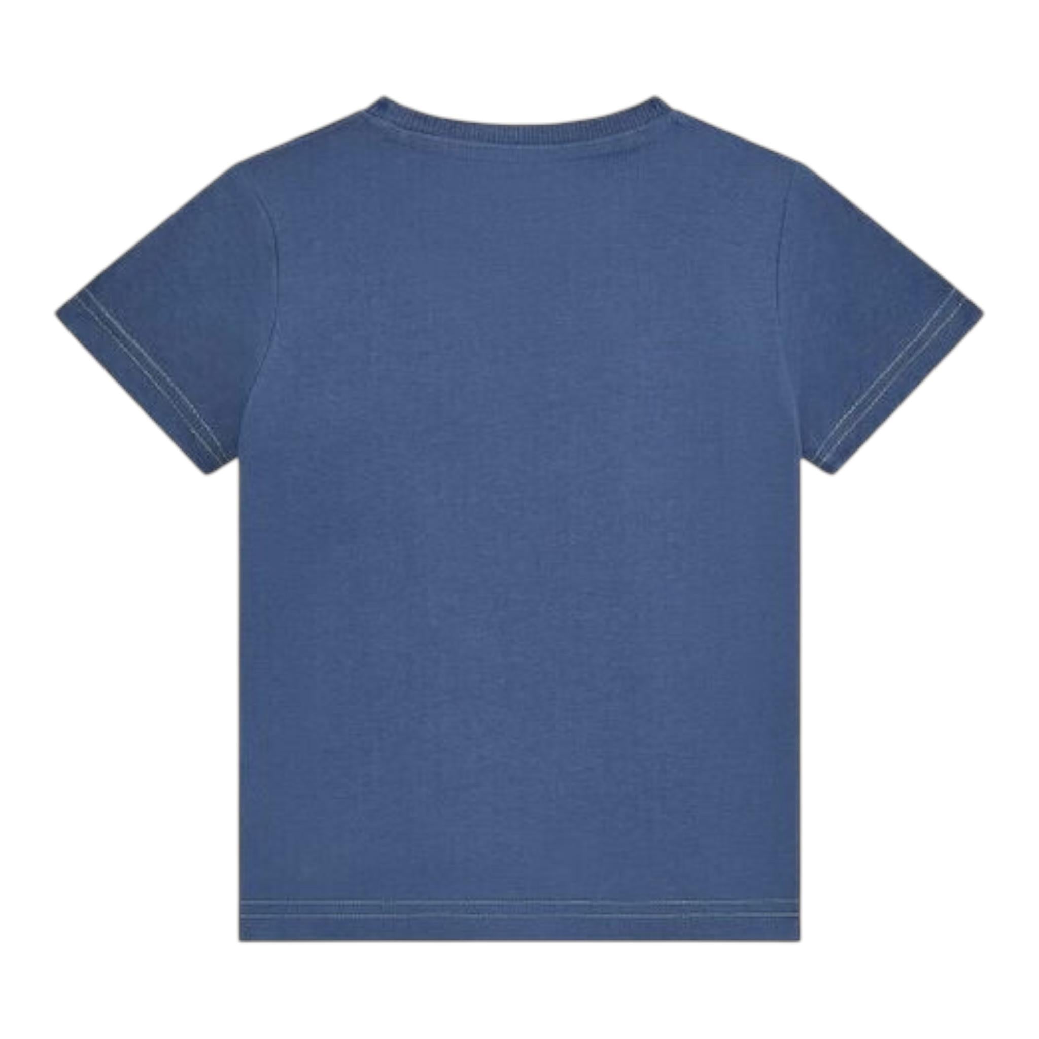 Guess T-Shirt Girocollo Tinta Unita con Stampa per Bambino N5RI19K8HM4 BLU GUESS 