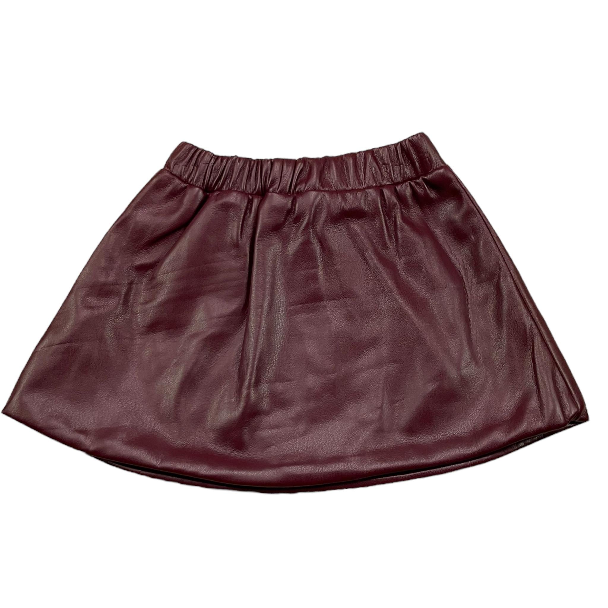LE BEBE' gonna in ecopelle tinta unita con elastico in vita Bordeaux per Neonata LBG6072 BORDEAUX LE BEBE' 
