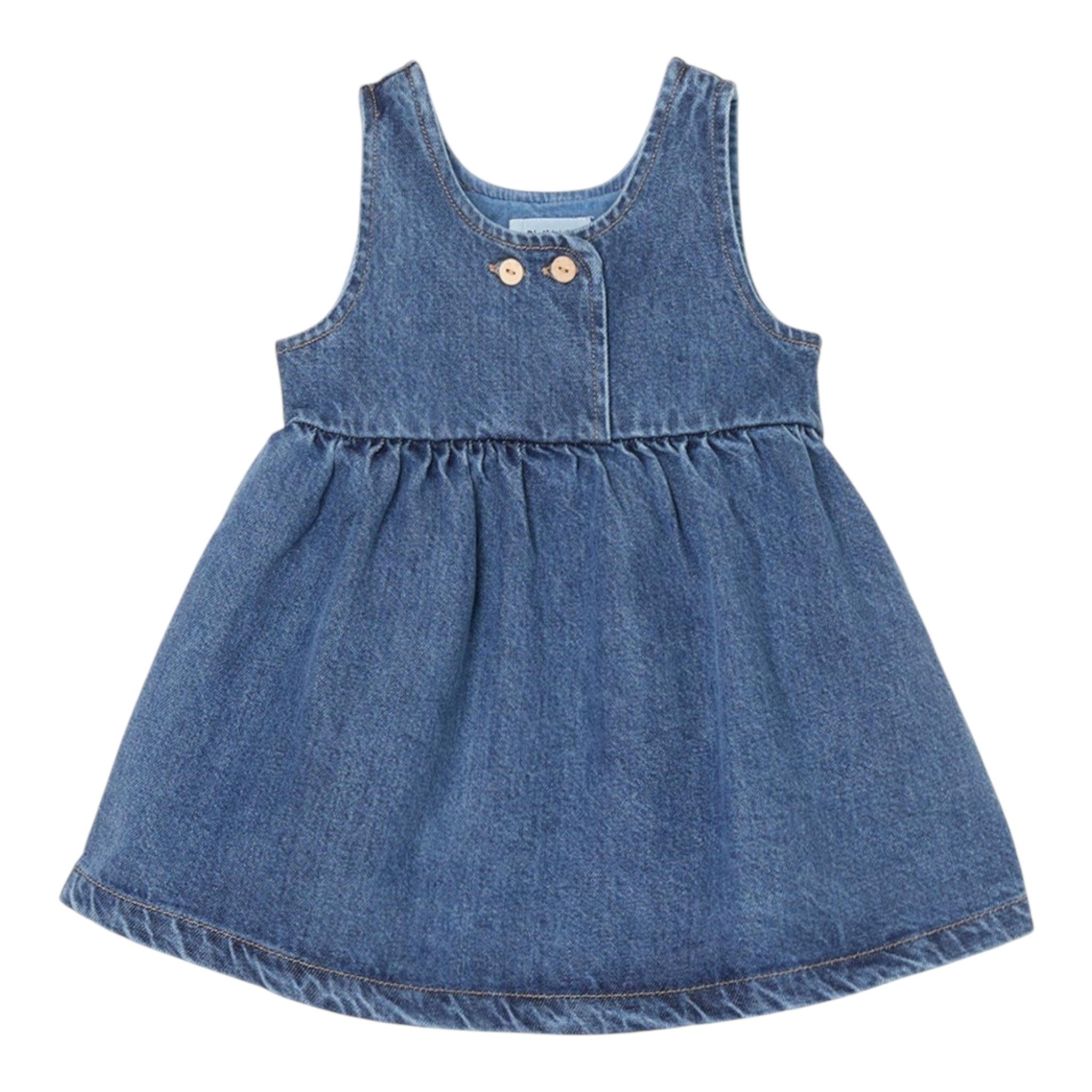PLAY UP abito in denim tinta unita con bottoni Azzurro per Bambina PA022AP11457J AZZURRO PLAY UP 