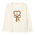 LIU JO shirt girocollo tinta unita con stampa paillettata Panna per Bambina KF4118X PANNA LIU JO 