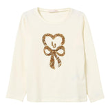 LIU JO shirt girocollo tinta unita con stampa paillettata Panna per Bambina KF4118X PANNA LIU JO 