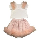 Barcellino Complete 2 Piece T-Shirt-Skirt Two-Tone White/Pink For Baby Girl