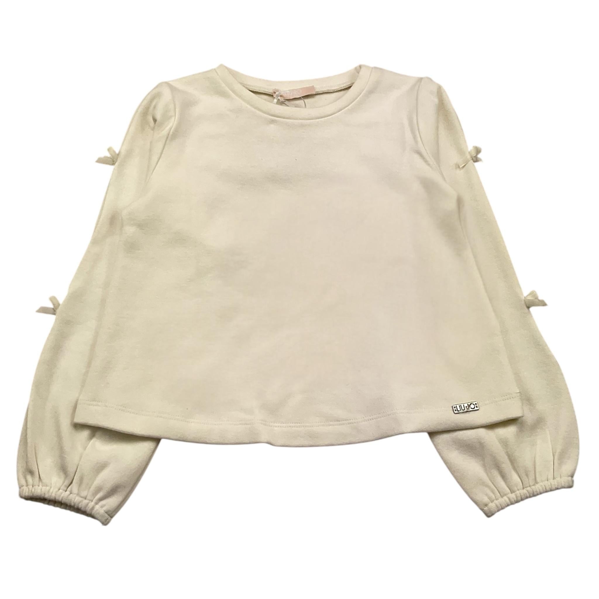 LIU JO felpa chiusa girocollo tinta unita con fiocchi Panna per Bambina KF4115 PANNA LIU JO 