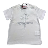 Cesare Paciotti Solid Color Crew Neck T-Shirt with White Logo Print for Newborns