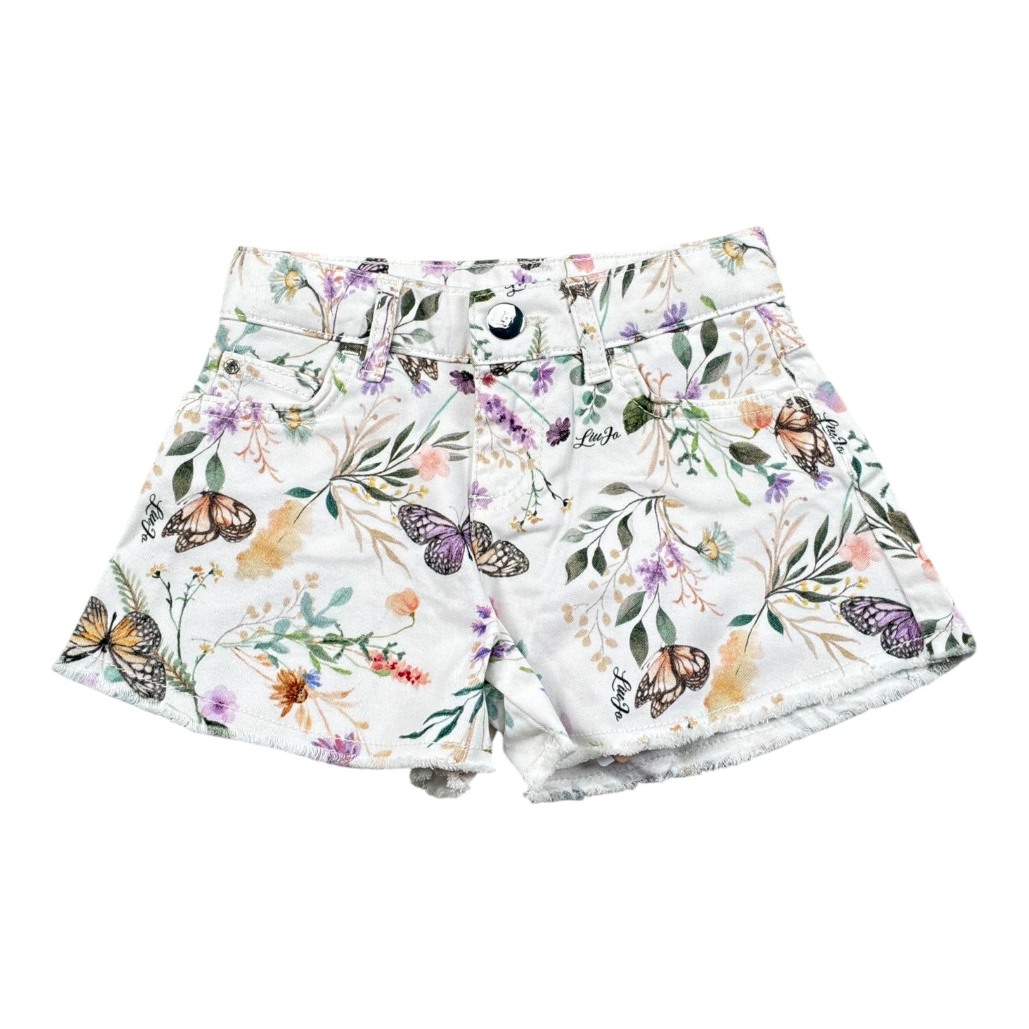 Liu Jo Short tinta unita con Fantasia Fiori Bianco per Neonata KA5060XX BIANCO LIU JO 