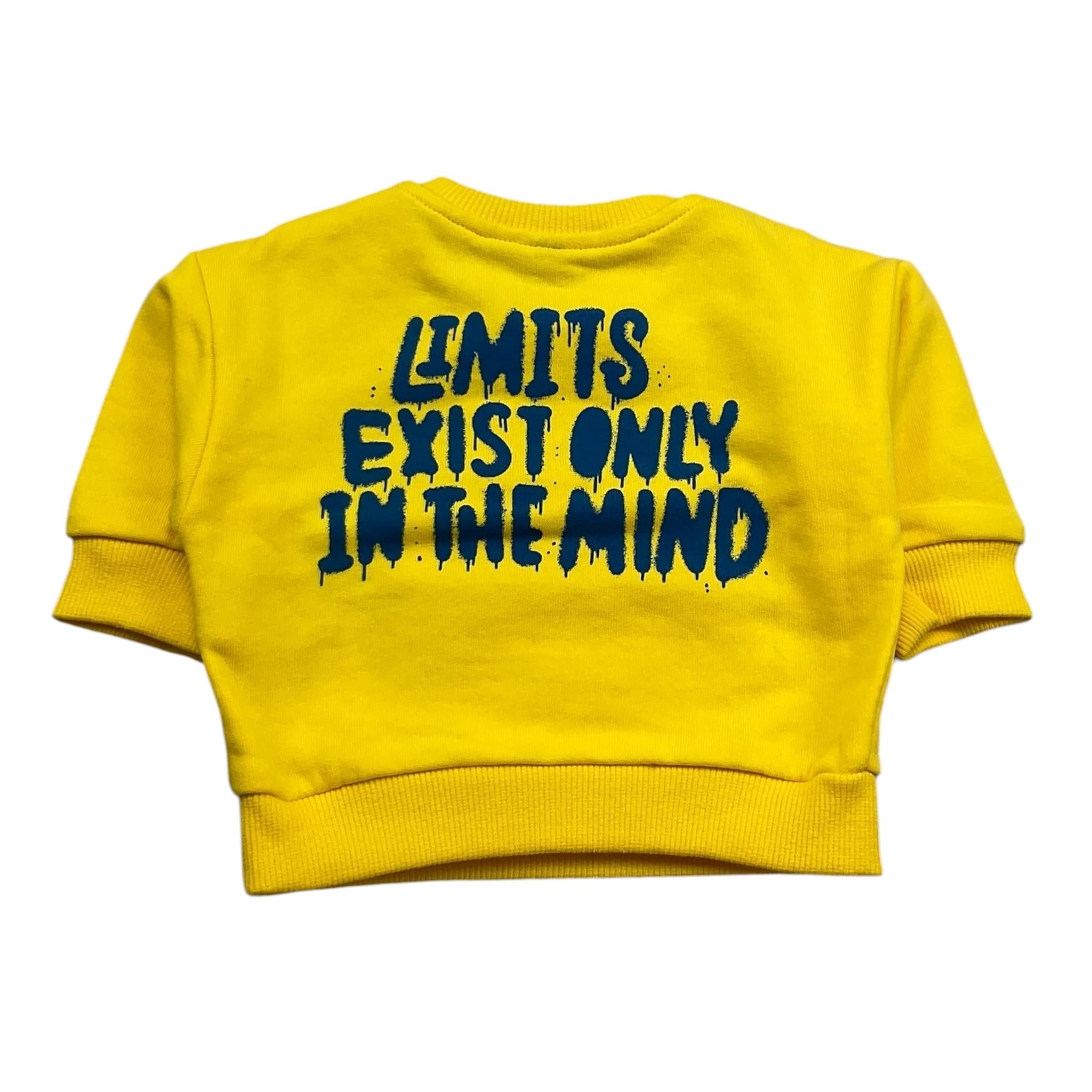 Please Felpa Chiusa Girocollo Tinta Unita con Stampe In Contrasto per Neonato LBB7040B47 GIALLO PLEASE 