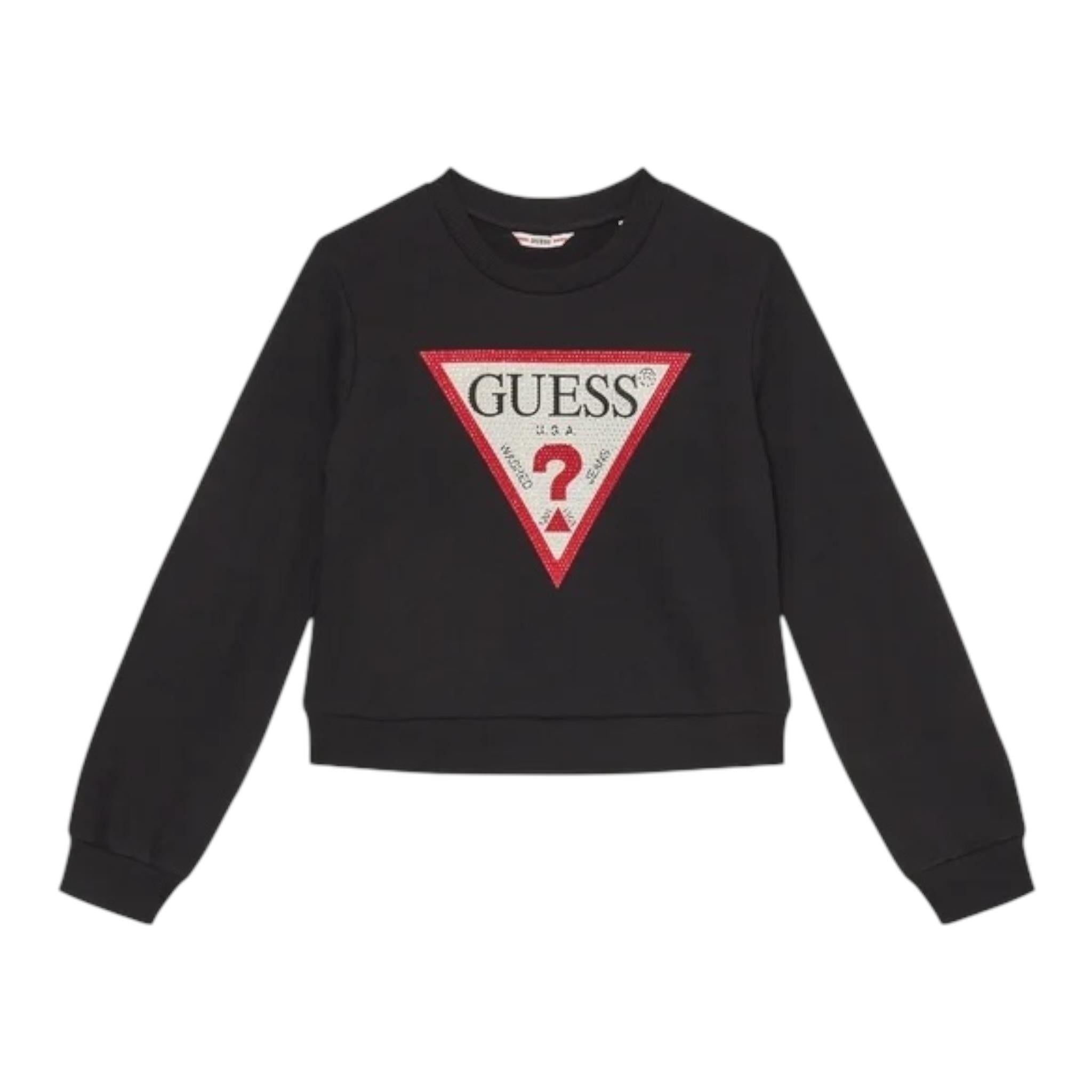 GUESS felpa tinta unita girocollo con stampa Nero per Bambina J4YQ22KA6R3 NERO GUESS 