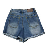 Cecyle Solid Color Denim Shorts With Adjustable Waistband Blue For Girls