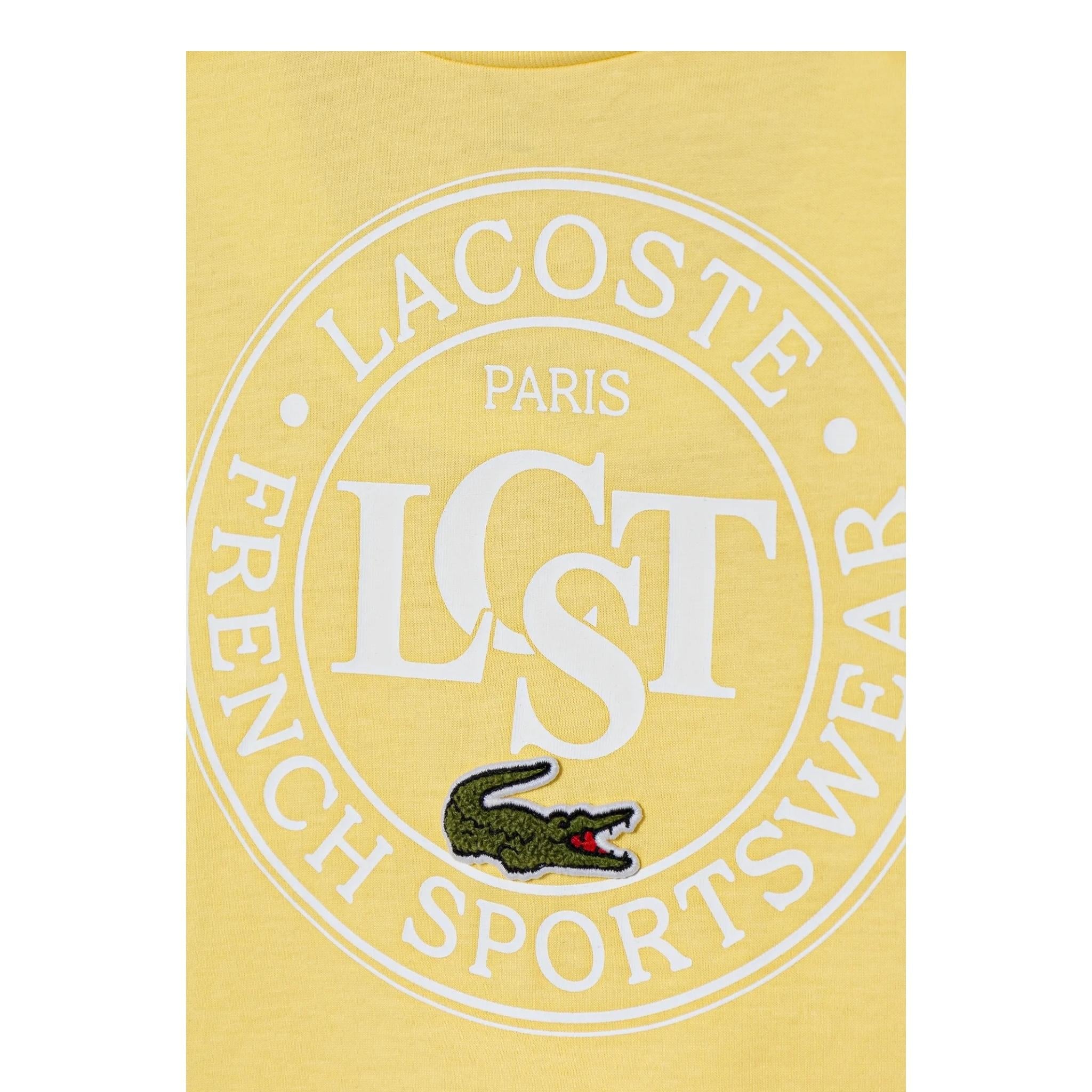 Lacoste T-Shirt Girocollo Tinta Unita con Stampa per Bambino TJ2463 GIALLO LACOSTE 