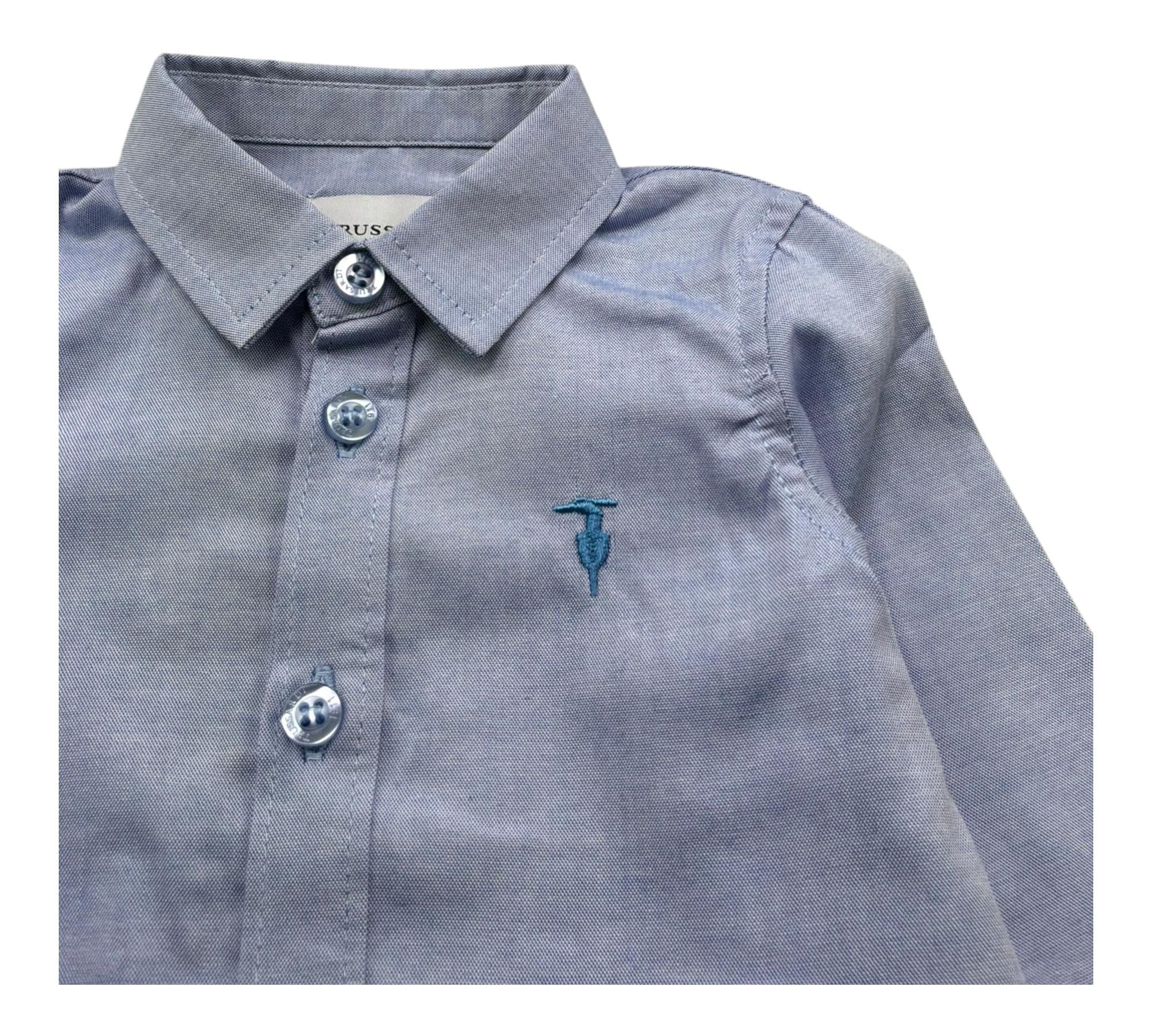 Trussardi Camicia Manica Lunga Tinta Unita per Neonato TIP26094CA AZZURRO POLVERE TRUSSARDI 