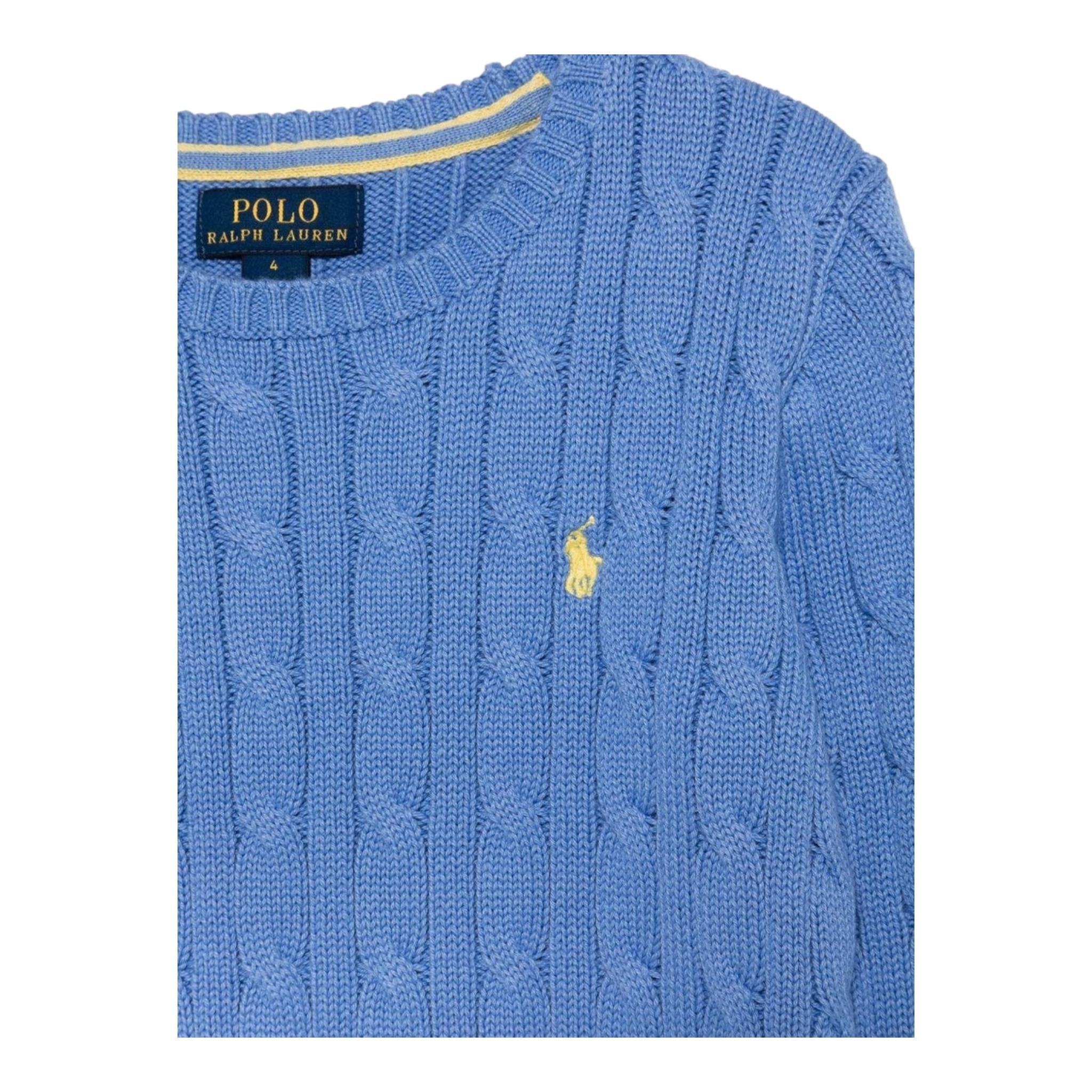 Ralph Lauren Maglia Girocollo Tinta Unita con Logo per Neonato 323702674016N AZZURRO RALPH LAUREN 