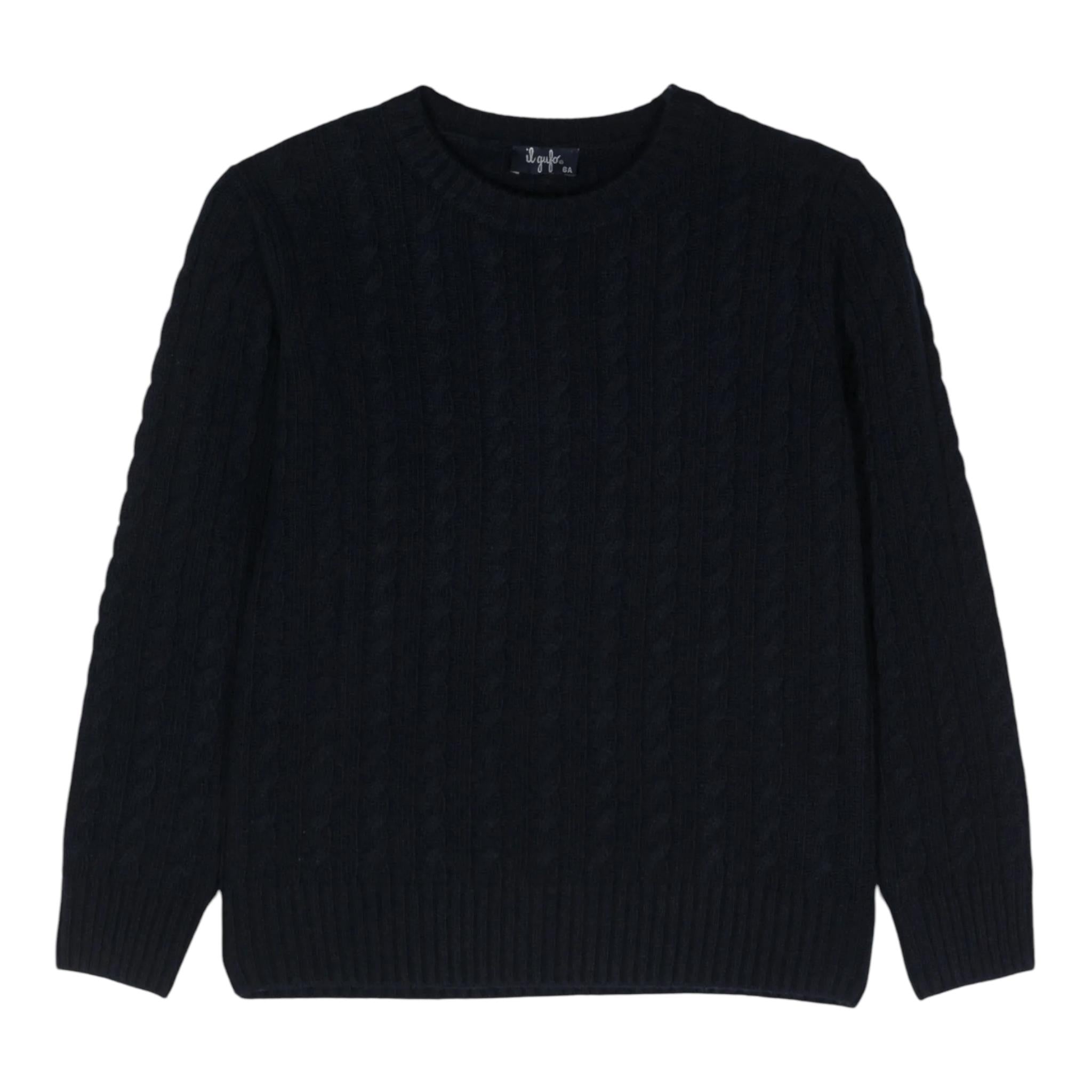 IL GUFO maglia tinta unita con trecce Blu per Neonato A24MA332EM220 BLU IL GUFO 