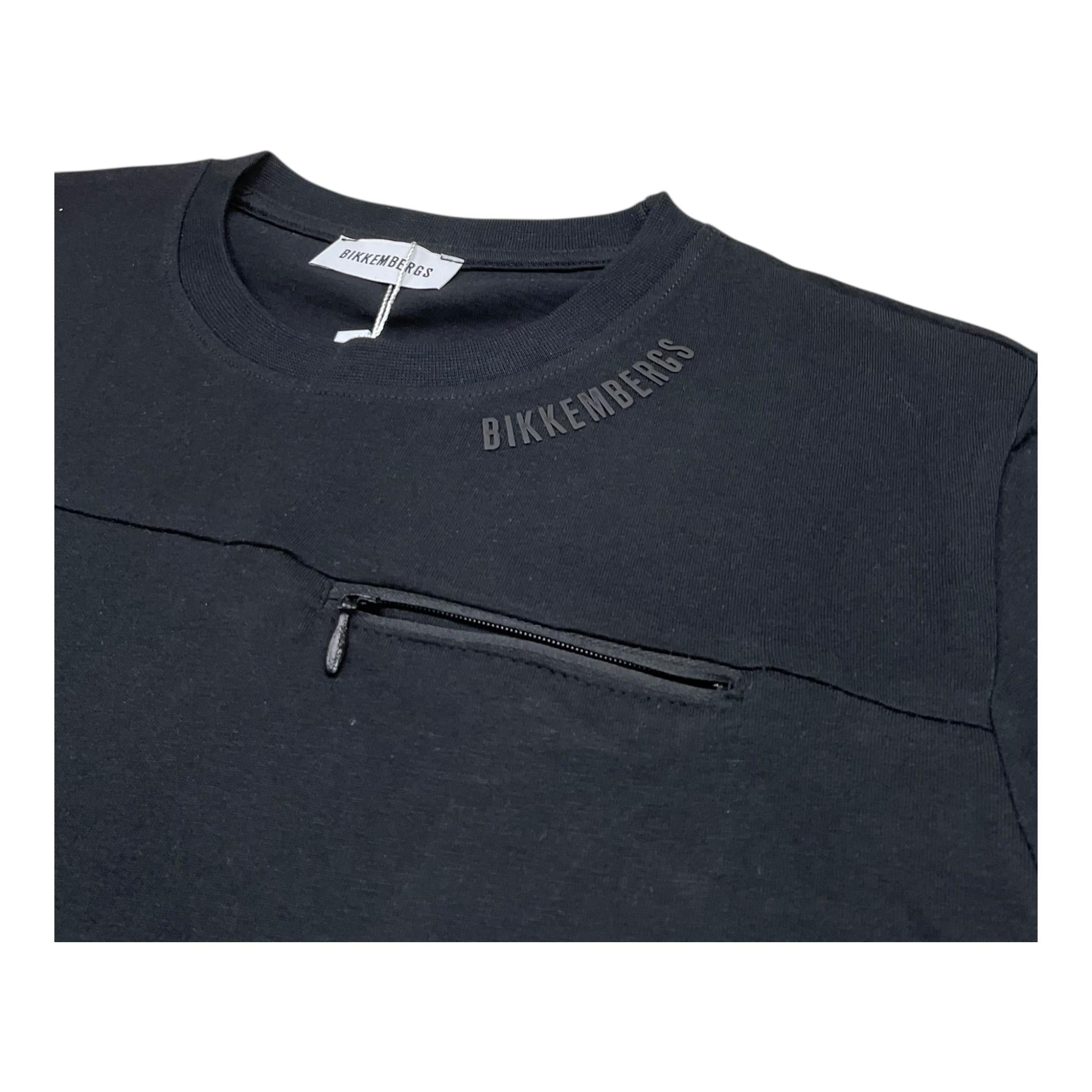 Bikkembergs T-Shirt Girocollo Tinta Unita con Stampa per Bambino BK3182 NERO BiKKEMBERGS 