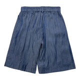 Manila Grace Solid Color Denim Shorts With Elastic Waistband Blue For Girls