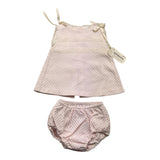 Valentina Bebes Set Solid Color Sleeveless Dress - Pink Culotte For Baby Girl