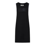 Maison Margiela Long Dress Solid Color Armhole With Print Black For Girls
